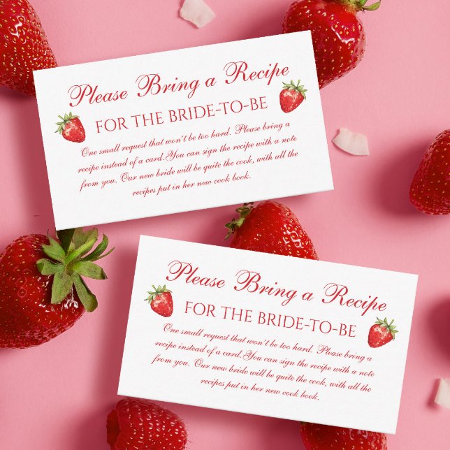 Berry In Love Bridal Shower Recipe For Bride To Be Enclosure Card (Creator Uploaded)