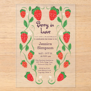 Berry in Love Garden Pink Bridal Shower Acrylic Invitations