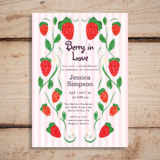 Berry in Love Garden Pink Bridal Shower Invitation