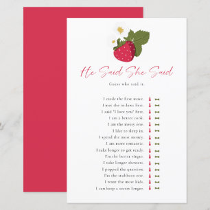 Berry in Love He Said She Said Bridal Shower Game