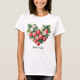 Berry in Love - Romantic Strawberry Floral T-Shirt