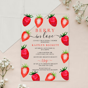 Berry In Love Strawberry Bridal Shower Acrylic Invitations