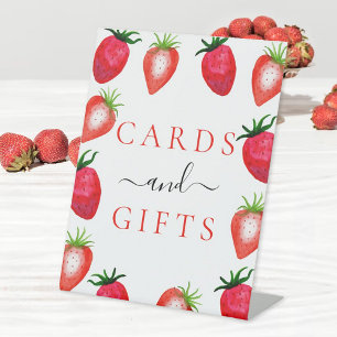 Berry In Love Strawberry Bridal Shower Cards Pedestal Sign