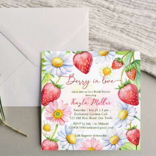 Berry in love strawberry bridal shower invitation