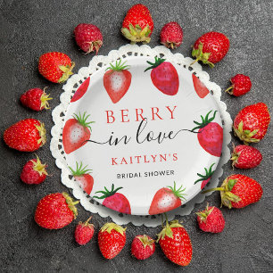 Berry In Love Strawberry Bridal Shower Paper Plate