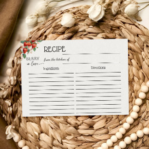 Berry in Love Strawberry Bridal Shower Recipe Card