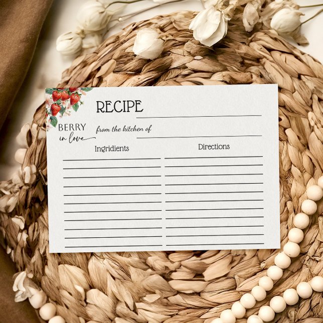 Berry in Love Strawberry Bridal Shower Recipe Card (Creator Uploaded)