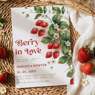 Berry in Love Strawberry Watercolor Bridal Shower Invitation
