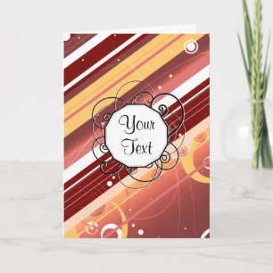 Berry Kisses Modern-Retro Stripes with Monogram Thank You Card