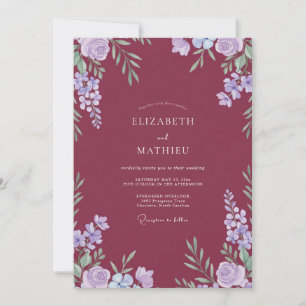 Berry Lilac Painted Wedding Invitation