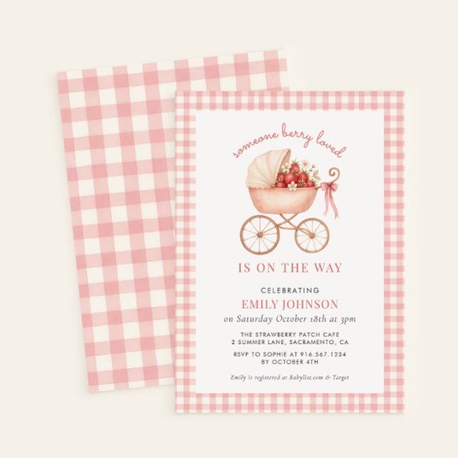 Berry Loved Strawberry Girl Baby Shower Invitation (Creator Uploaded)