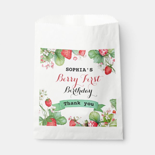Berry Lovely First Birthday Favour Bags (Front)