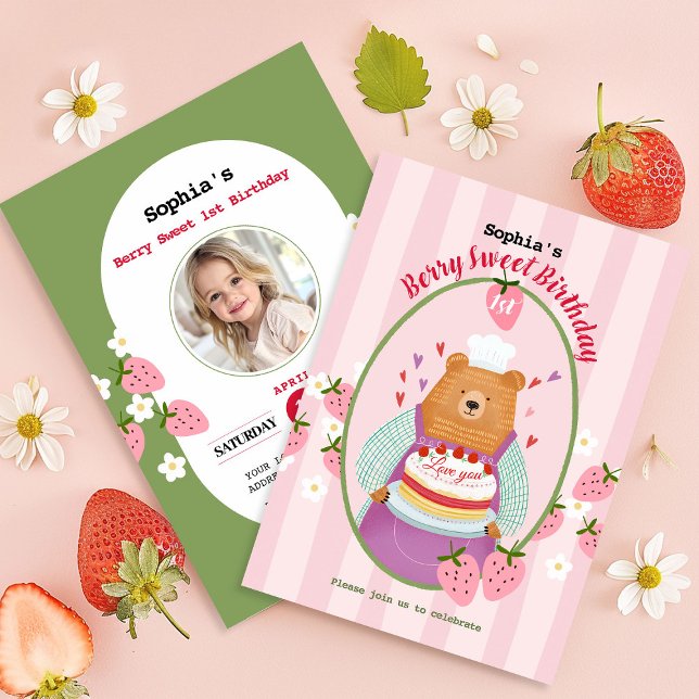 Berry Lovely First Birthday Invitation (Creator Uploaded)