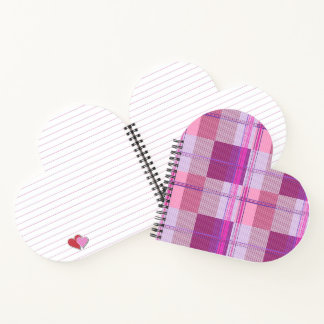 Berry Magenta Plaid Heart Spiral Notebook