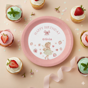 Berry Magical Fairy Girl First Birthday Party Paper Plate