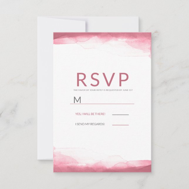 Berry Mauve Pink Watercolor Modern Wedding RSVP (Front)