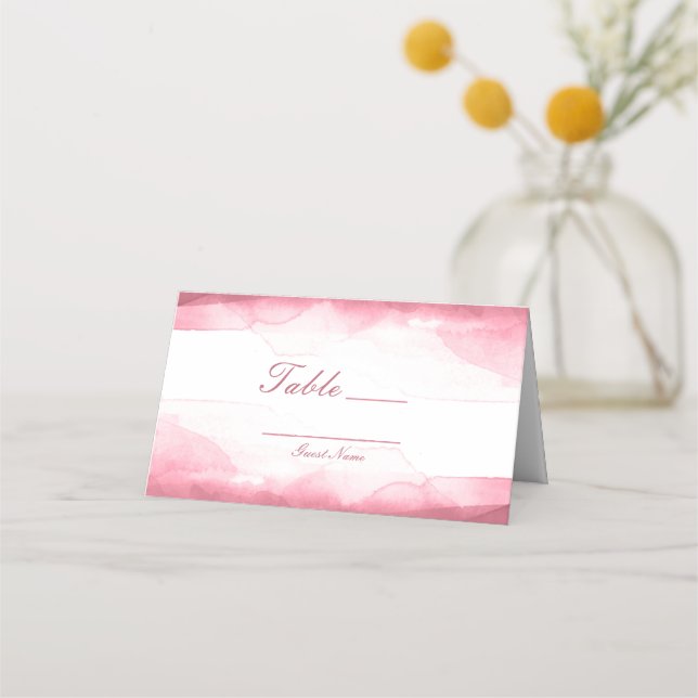 Berry Mauve Pink Watercolor Table Number Seating Place Card (Front)