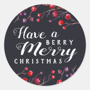 Berry Merry Christmas Classic Round Sticker