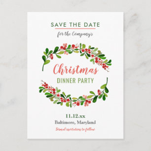 Berry Merry Christmas Dinner   Holiday Party Announcement Postcard