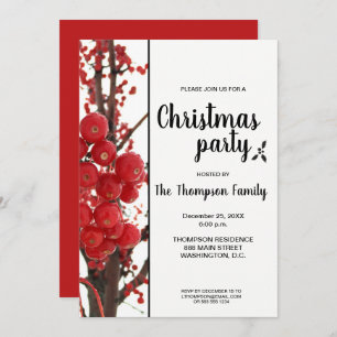 Berry Merry Christmas Party Holiday Party Invitation