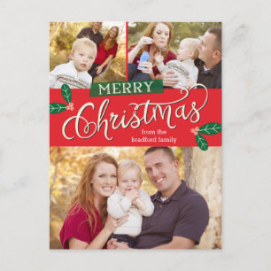 Berry Merry Christmas Photo Card Postcard