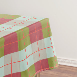 Berry Mint Olive Pebble Plaid Tablecloth