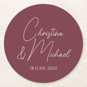 Berry • Modern Handwritten Script Round Paper Coaster