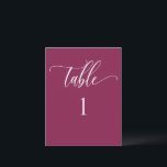 Berry Modern Minimalist Table Number<br><div class="desc">Modern and elegant minimalist style berry number with modern hand written calligraphy details. Clear area on the bottom allowing you to use all kinds of table number holders without obstructing the number. Modern medium size card for a sleek, simple look. Available in a variety of colours. Have all tables in...</div>