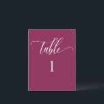Berry Modern Minimalist Table Number<br><div class="desc">Modern and elegant minimalist style berry number with modern hand written calligraphy details. Clear area on the bottom allowing you to use all kinds of table number holders without obstructing the number. Modern medium size card for a sleek, simple look. Available in a variety of colours. Have all tables in...</div>