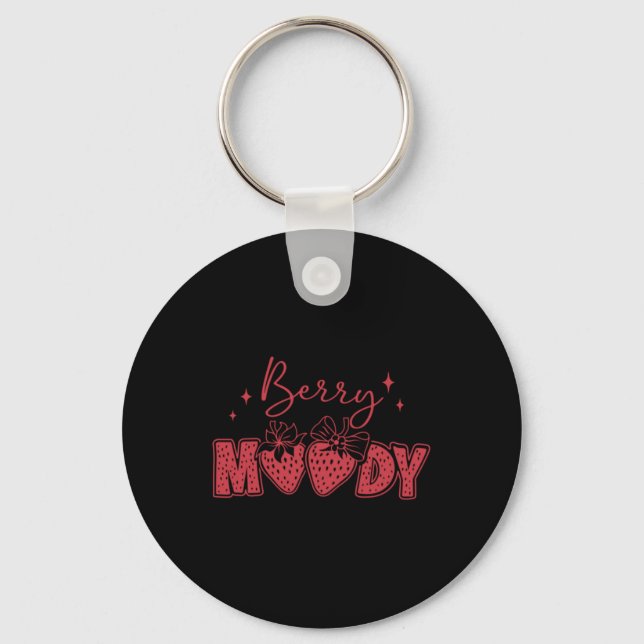 Berry Moody - Cute Coquette Bow Strawberry Key Ring (Front)