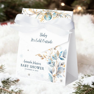 Berry Navy Gold Winter Baby Shower Favour Box