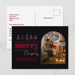 Berry Noir Cosy Arch Photo Merry Christmas Holiday Postcard