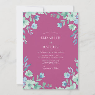 Berry Painted Petal Wedding Invitation