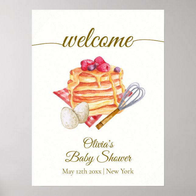 Berry Pancake Egg Whisk Brunch Baby Shower Welcome Poster (Front)