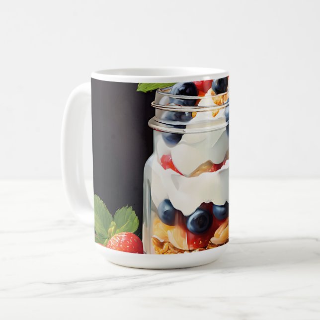 Berry Parfait in Glass Jar Coffee Mug (Front Left)