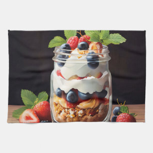 Berry Parfait in Glass Jar Tea Towel