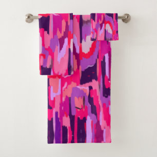 Berry Patch: Red and Pink Abstract  Bath Towel Set