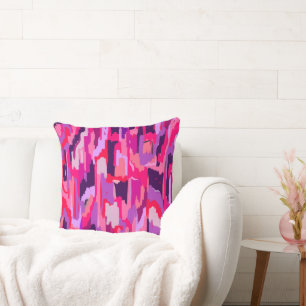 Berry Patch: Red and Pink Abstract  Cushion