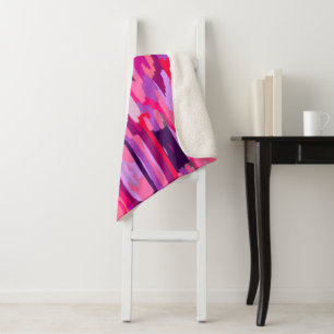 Berry Patch: Red and Pink Abstract  Sherpa Blanket