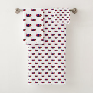 Berry Pattern Red Blue Cherry Blueberry Strawberry Bath Towel Set