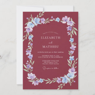 Berry Periwinkle Blossom Wedding Invitation