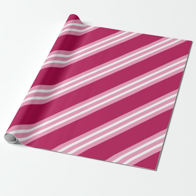 Berry Pink Candy Christmas Wrapping Paper (Unrolled)