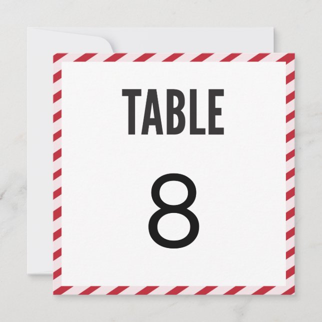 Berry Pink Carnival Stripes Table Number Card (Front)