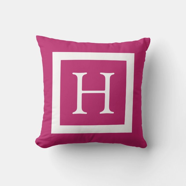Berry Pink Custom Monogram Cushion (Front)
