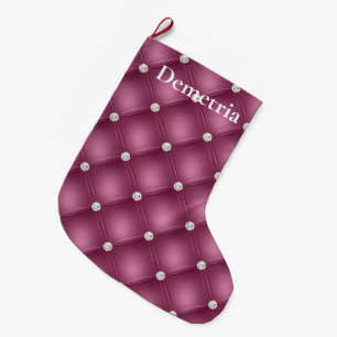 Berry Pink Diamond Tufts Christmas Large Christmas Stocking