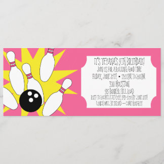Berry Pink Rolling Good Time Bowling Party Invitation