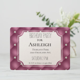 Berry Pink Sparkle Glitz Diamonds birthday Invitation
