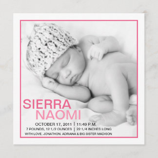 Berry Pink Sweet Dreams Photo Birth Announcements