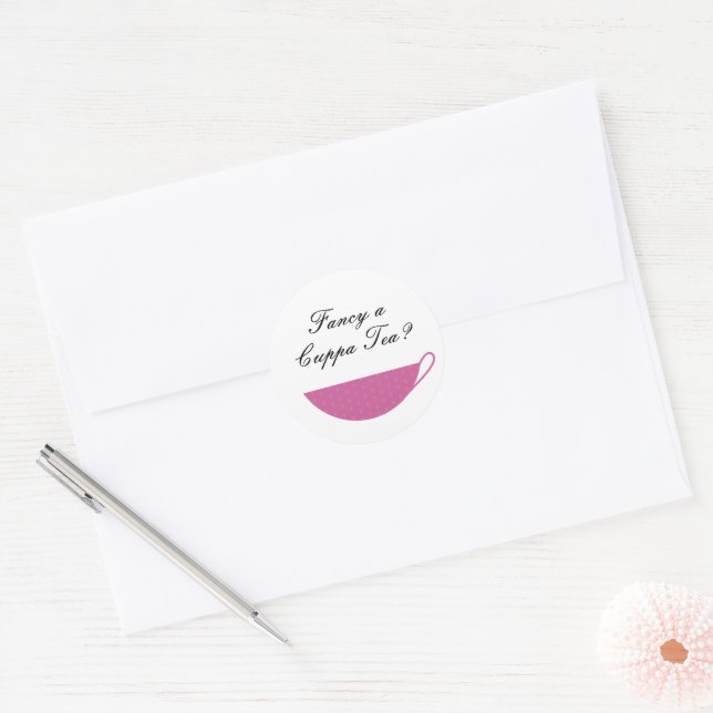 Berry Pink Teacup Envelope Seal & Sticker (Envelope)