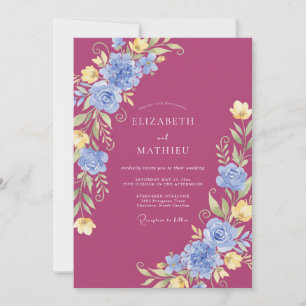 Berry Pink Vibrant Watercolor Wedding Invitation
